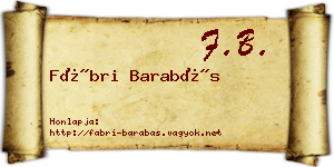 Fábri Barabás névjegykártya